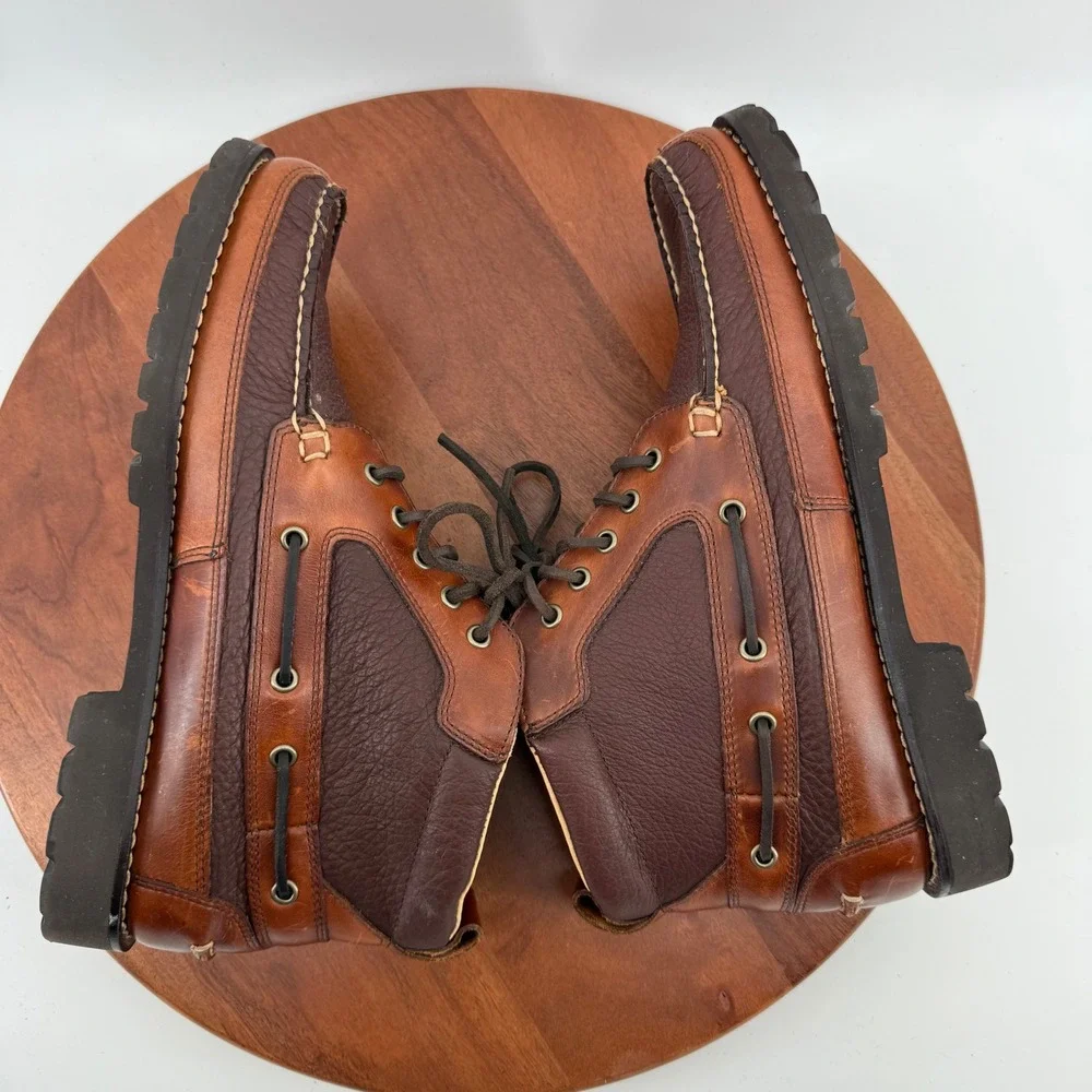 LL Bean Eastport Ranger Boots Mens 11 D Brown Leather Moc‎ Toe Lug Sole 244479